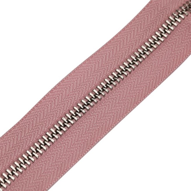 Молния металл TECHNO рулонная 5 мм розовый КАМЕЛИЯ /никель  фото
